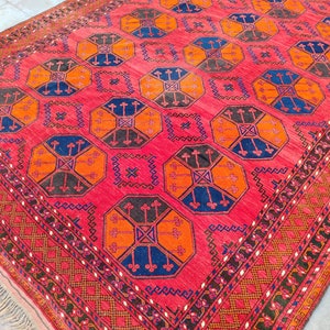 8x10 Heriz rug antique, Persian 8x10 area rug, Afghan area rug 8x10, Bedroom 8x10 living rug, Vibrant 8x10 turkish rug, Vintage 8x10 oushak