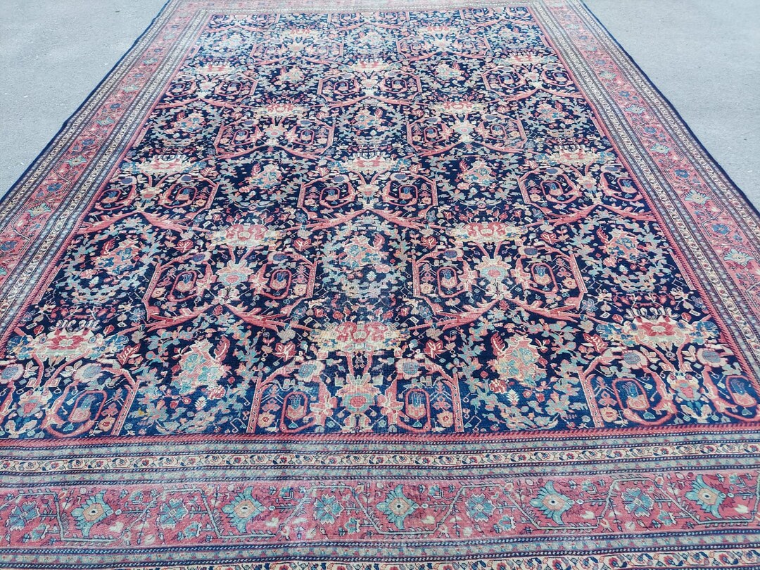 Large Antique Area Rug 11x15 Persian Oversize Rug Vintage, Antique Area Rug, Heriz Rug 12x15 ...