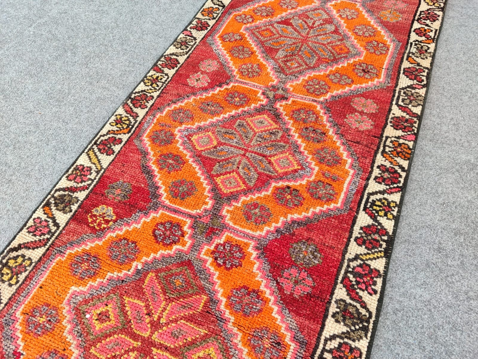 2x14 Runner Turkish Skinny Rug, Heriz Rug Runner, Herki Runner Rug