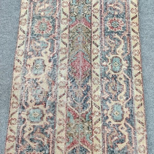 Wąski dywanik 2x12, Wąski dywanik turecki 2x12, Dywan vintage 2x12, Dywan Oushak 2x12, Dywan patchworkowy