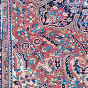 persian rug 8x11, Heriz area rug 8x11, Afghan area rug 8x11, Malayer rug antique 8x11, Living rug 8x11, Turkish 8x11 vintage rug faded red