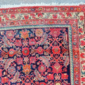 4x6 Persian rug, Antique rug 4x6, blue Turkish rug 4x6, Caucasian rug, Vintage rug 4x6, Vibrant color rug, Heriz rug 4x6, Bedroom rug 4x6