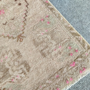 2x3 rug muted, Small persian rug 2x3, Small Antique rug 2x3, Turkish rug 2x3, Entry doormat rug 2x3, Vintage 2x3 oushak rug, Welcome rug