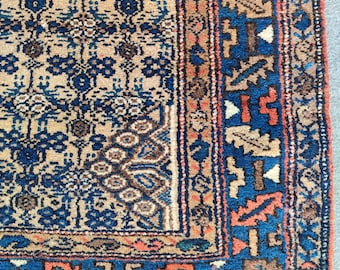 4x6 Karaja rug Natural color, Antique 4x6 Tribal rug, Heriz rug 4x6, Blue turkish rug 4x6, Serapi rug, Vintage 4x6 oushak rug, Furniture