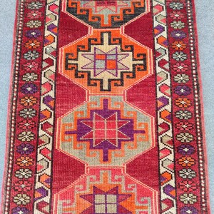 3x10 runner rug red, Afghan runner rug 3x10 vintage, Persian 3x10 heriz runner rug, Kitchen rug, Vibrant Turkish runner 3x10, Hallway rug