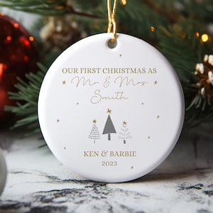 First Married Christmas Ornament, Mr and Mrs Tree Ornamant, Customized Wedding Personalized Gift, Our First Christmas Married, Mr and Mrs