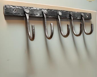 Rustic wrought iron wall coat rack, modern key holder, coat hanger, farmhouse entryway decor, wall mounted coat stand, pot rack