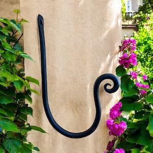 Hand Forged Iron Plant Hanger: Spiral Garden Decor Hook