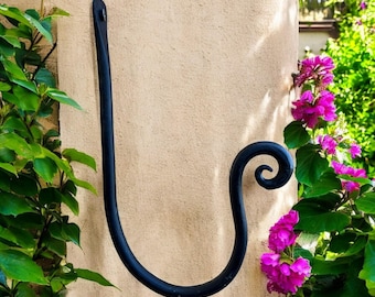 Hand Forged Iron Plant hanger, Bird Feeders, Lantern Hanging, Wind Chimes Hook, Wall Décor for Outdoor Garden