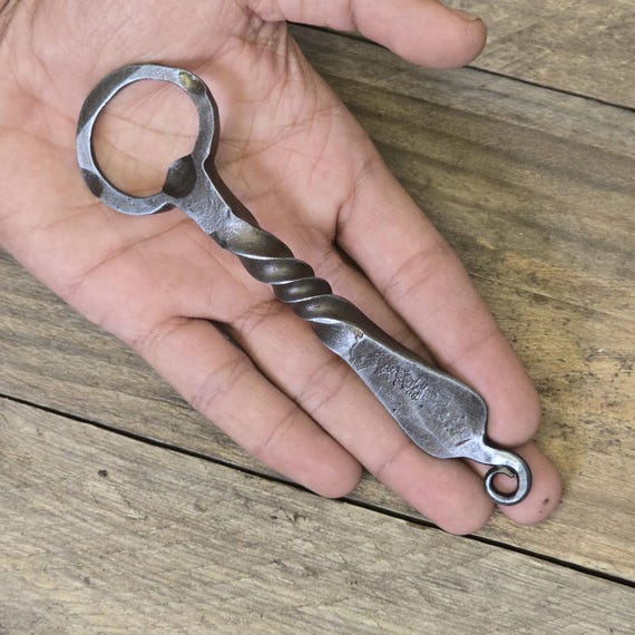 Hand Forged Iron Twisted Bottle Opener | 6th Wedding Anniversary Gift | Rustic Blacksmith Barware
