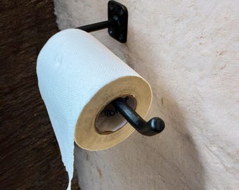 Wrought Iron Toilet Paper roll Holder: Rustic Farmhouse Bath Decor