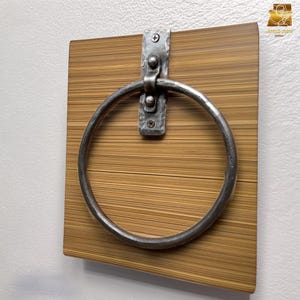 Hand Forged Iron Towel Ring Holder: Rustic Farmhouse Bathroom Decor