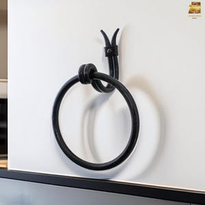 Rustic Towel Ring - Blacksmith Forged Wrought Iron Towel holder, Rustic Bathroom & Kitchen Towel Holder - Towel Rack ,Farmhouse decor