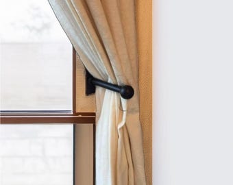 Hand-Forged Wrought Iron Curtain Tie Backs, Rustic French Country Curtain Holdbacks, Blacksmith-Made Window Treatment