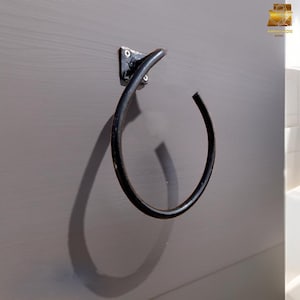 Hand Forged Iron Towel Ring: Rustic Farmhouse Bathroom Decor