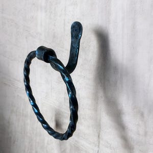 Black Iron Twisted Towel Ring Holder: Rustic Kitchen & Bath Decor