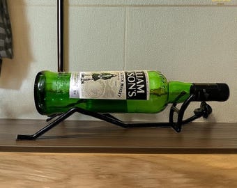 Wrought Iron Wine Bottle Holder Sleek Black Metal Rack Modern Farmhouse Kitchen Decor