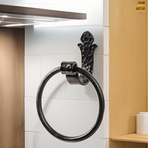 Iron Towel Ring holder, Blacksmith Handmade Towel hook, Kitchen Towel racks, Modern Farmhouse decor