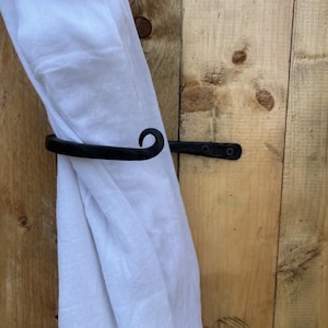 Hand Forged Iron Curtain Tie Backs: Rustic Blacksmith Drapery Hooks