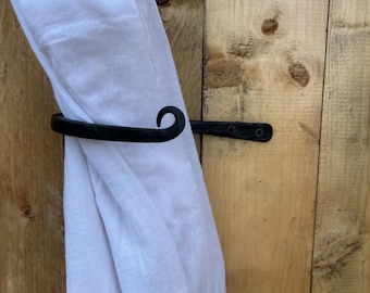 Hand Forged Iron Curtain Tie Backs: Rustic Blacksmith Drapery Hooks