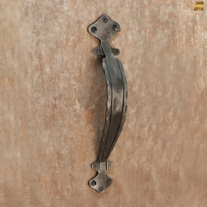 Hand-forged Iron Barn Door Handle Leaf Shape Gate Pull Rustic Metal ...