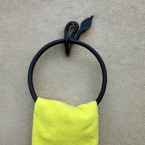 Wrought Iron Towel Ring Holder: Rustic Leaf Design Bathroom Decor
