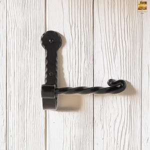 Hand Forged Twisted Wrought Iron Toilet Paper Holder: Rustic Bathroom Decor
