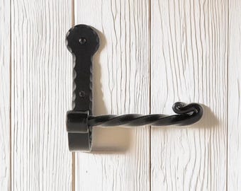 Handgeschmiedeter, verdrehter Toilettenpapierhalter aus Schmiedeeisen, rustikales Bauernhaus-Badezimmerdekor