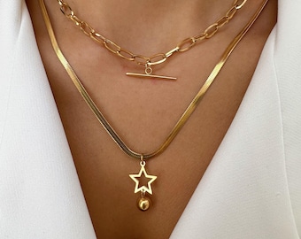 Gold North Star Opal Necklace/ Gold Filled/ Opal Necklace/ Star Necklace/ Dainty Necklace/ Starburst Necklace/ Christmas Gift for Her