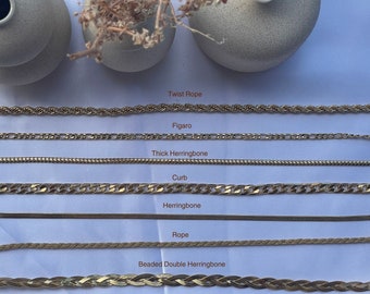 Collana con catena in oro riempita in oro 18 carati, catena intrecciata, catena Figaro, catena delicata, catena con perline, catena a maglie, catena cubana, catena a maglie, regalo per la mamma