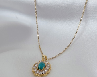 Pendant Necklace , Gold necklace, Turquoise necklace, Jewelry, necklaces, Dainty necklace, Necklaces for Women, Christmas Gift for Her