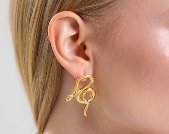 Boucles d'oreilles serpent en or 14 carats, boucles d'oreilles serpent, boucle d'oreille cartilage serpent, boucles d'oreilles serpent en or, boucles d'oreilles python, boucles d'oreilles animaux, cadeau pour maman