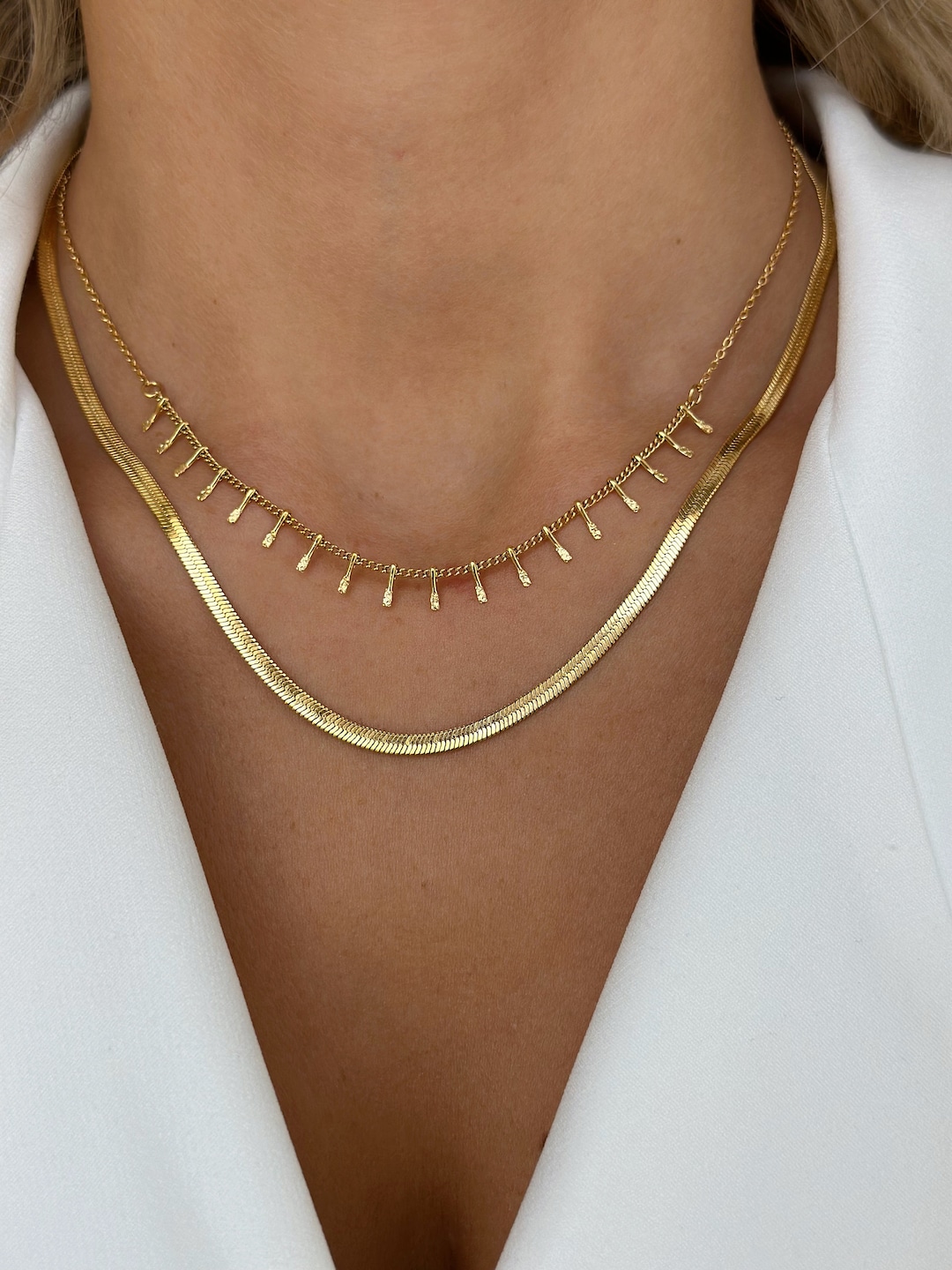 14K Gold Thin Snake Chain Necklace, Gold Layering Necklaces, the Chain