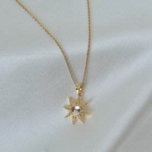 Gold North Star Opal Necklace/ Gold Filled/ Opal Necklace/ Star Necklace/ Dainty Necklace/ Gift for her/ Starburst Necklace, Gift for Mom