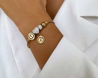 14k Gold Heart Charm Bracelet, Padlock Bracelet, Good Luck Gifts, Friendship Bracelet, Lucky Bracelet, Gift for Mom, Gift for Mom