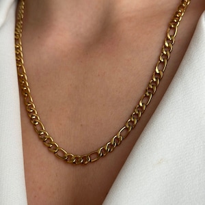 18K Gold Filled Figaro Chain Necklace, Gold Chain Necklace, Waterproof Gold Chain Necklace, Gift for her, Gift for Mom