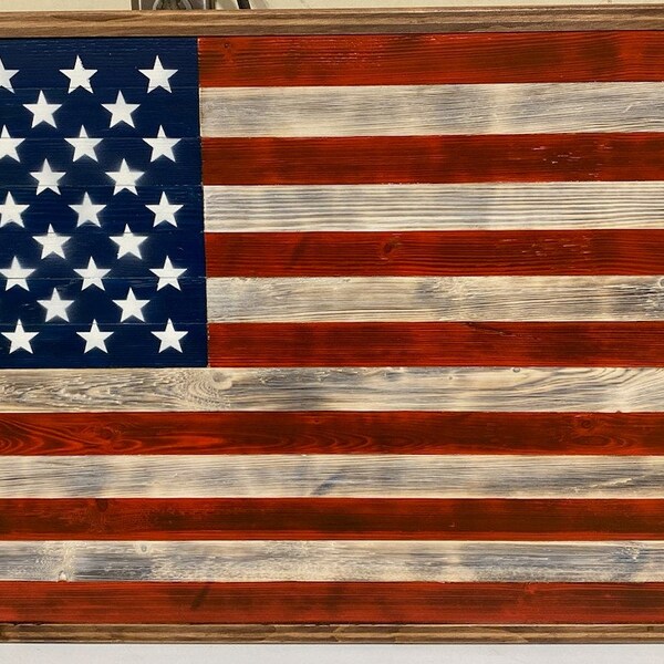 Wooden Flags Made by Veteran Etsy