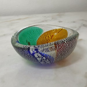 Dekorative Schale Vide-Poche Muranoglas Mehrfarbig Dino Martens Midcentury Italienisches Design 1970er Jahre