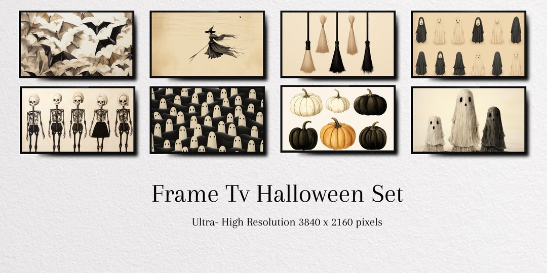 Frame TV Halloween Art Set Set of 8 Samsung Frame Tv Tv Wallpaper Ghost, Bats, Witch Set Instant