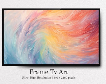 Abstract Tv Art | Samsung Frame Tv Modern Abstract Rainbow Painting | Tv Wallpaper | Art For Frame Tv