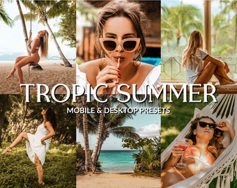 Tropical Lightroom Presets, Warm Summer Filters (Mobile & Desktop)