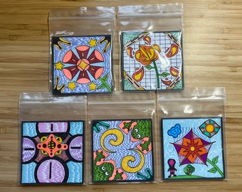 Magnets set of 5 - Fridge magnets in the style "Art Brut"