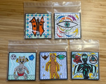 Magnets set of 5 - Fridge magnets in the style "Art Brut"