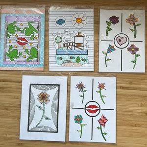 Folding cards set of 5 - different motifs