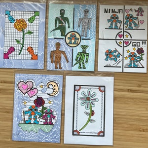 Folding cards set of 5 - different motifs