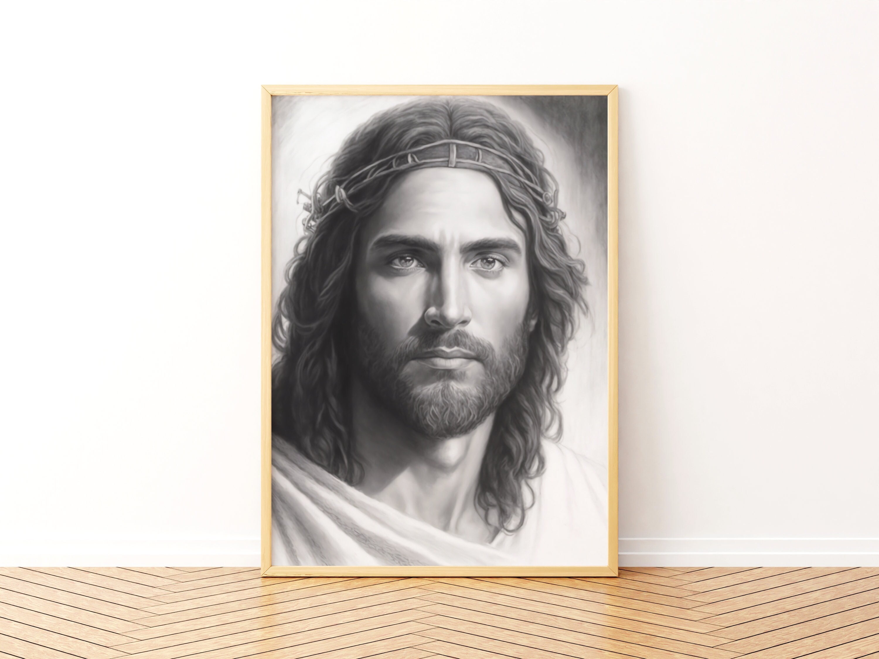 Jesus Portrait Pencil Sketch Downloadable Print Digital Download