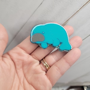 Cute Manatee Badge Reel/Lanyard, magnet blue or tan manatee