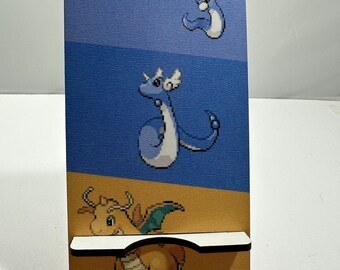 Dratini,Dragonair, and Dragaonite Pixel Card/Phone Stand - Display Dragonite Evolution Stand