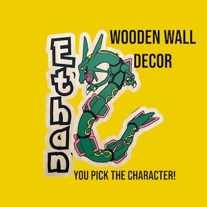 Decorazione da parete Poke mon in legno - Scegli il personaggio e il nome - Decorazione da parete in legno, insegna per porta dipinta a mano