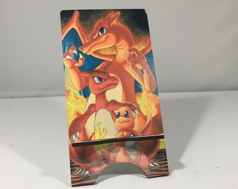Charmander,Charmeleon, Charizard-kaart-/telefoonstandaard - Weergave Charmander,Charmeleon,charizard-standaard